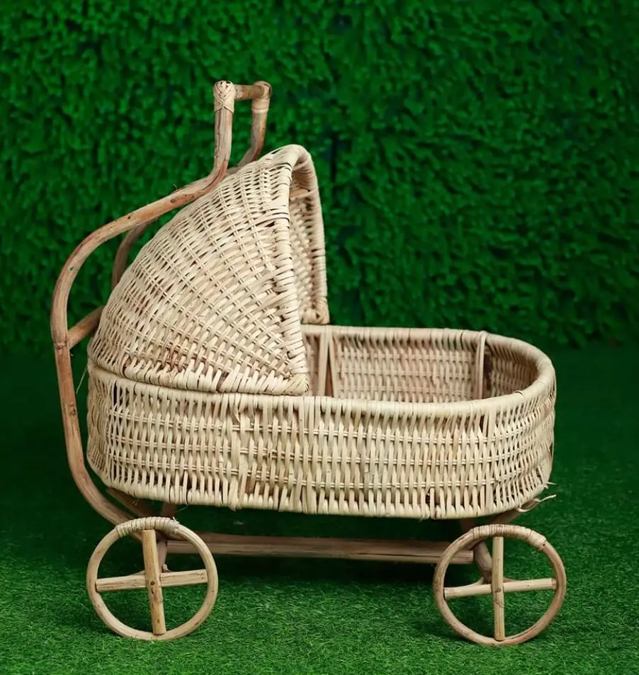 Woven Baby Carriage Basket — Handcrafted Export Product by NXTGENEXPORTS, Moradabad